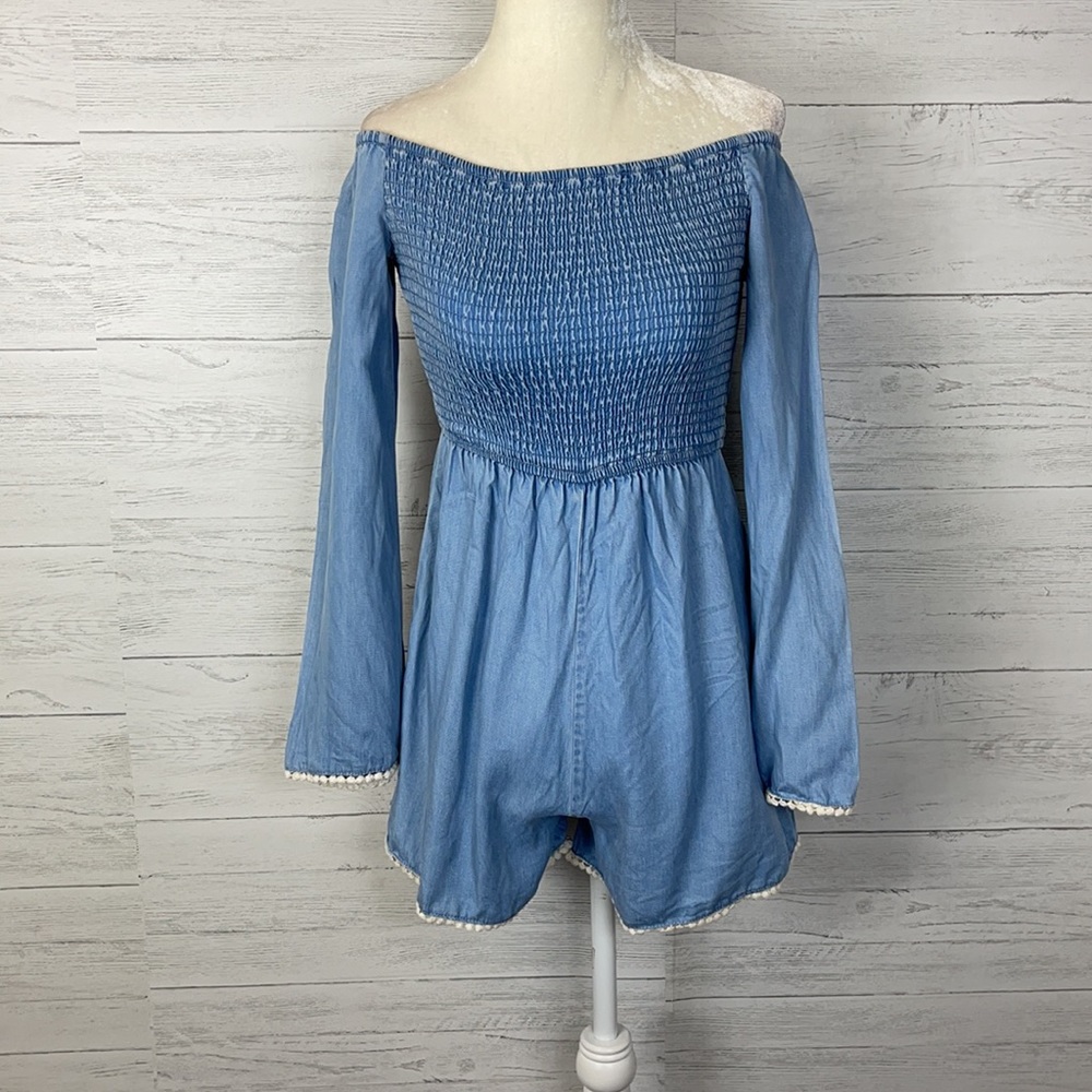 American Rag Chambray Off Shoulder Romper